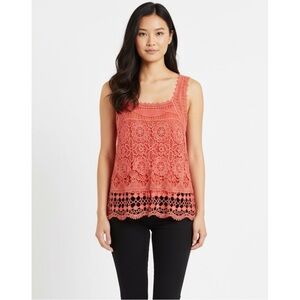 Pins & Needles Coral Lace Tank Top